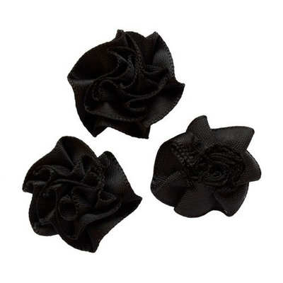 Цветочки пришивные 2,5 см, 4 шт, 030 черный