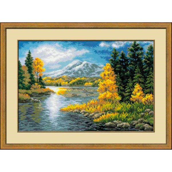 Набор для вышивания нитками Риолис, Озеро в горах, 60х40 см