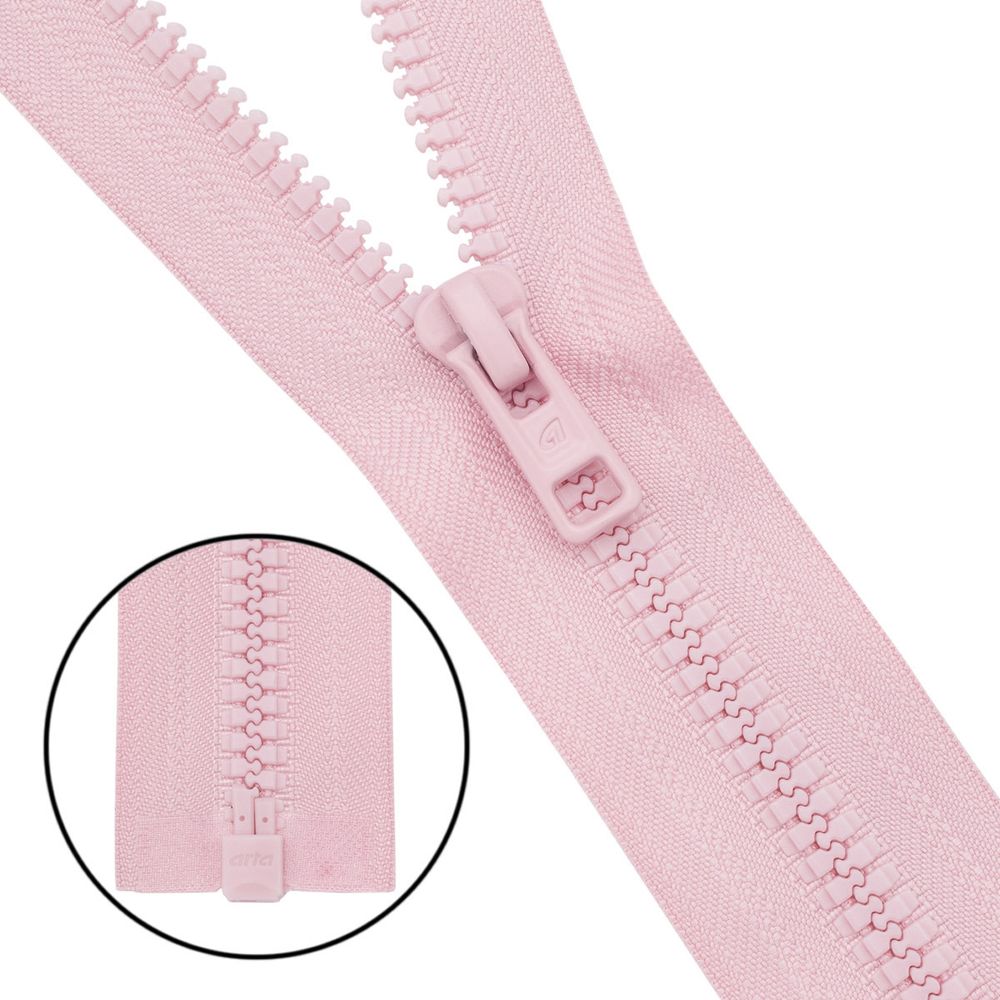 Молния трактор Arta Т6 (6 мм) 1 зам., разъем., 40 см, (2076), A811 св. розовый, НОВЫЙ МАТОВЫЙ ЗАМОК, уп.5 штук