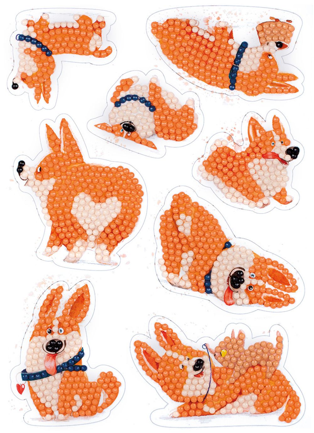 Алмазная (кристальная) мозаика Фрея, наклейки Корги, 14х19.5 см