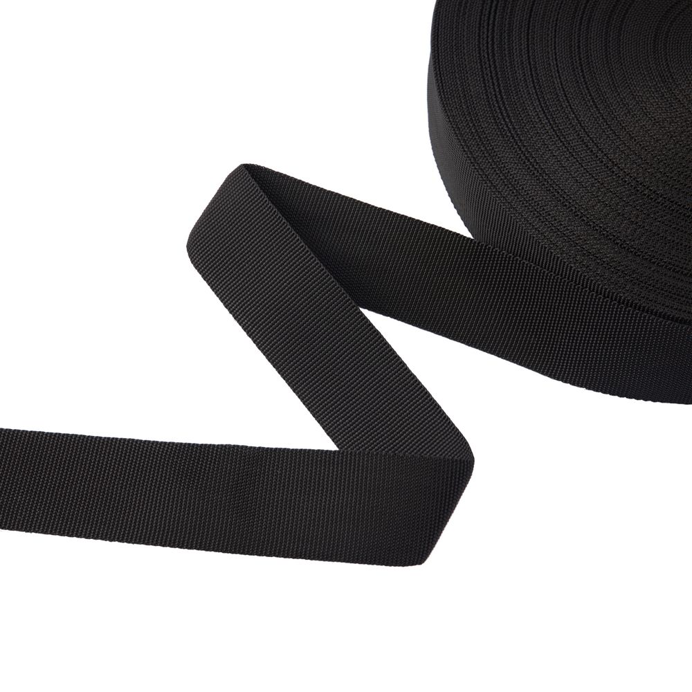 Стропа (ременная лента) 40 мм / 50 метров, толщ. 1.14 мм, [20 г/пог.м], 100% п/п, 00 черный, Gamma G-40 BL