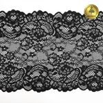 Кружево бельевое эластичное 190 мм / 10 м, 6378, цв.02 черный, Kruzhevo