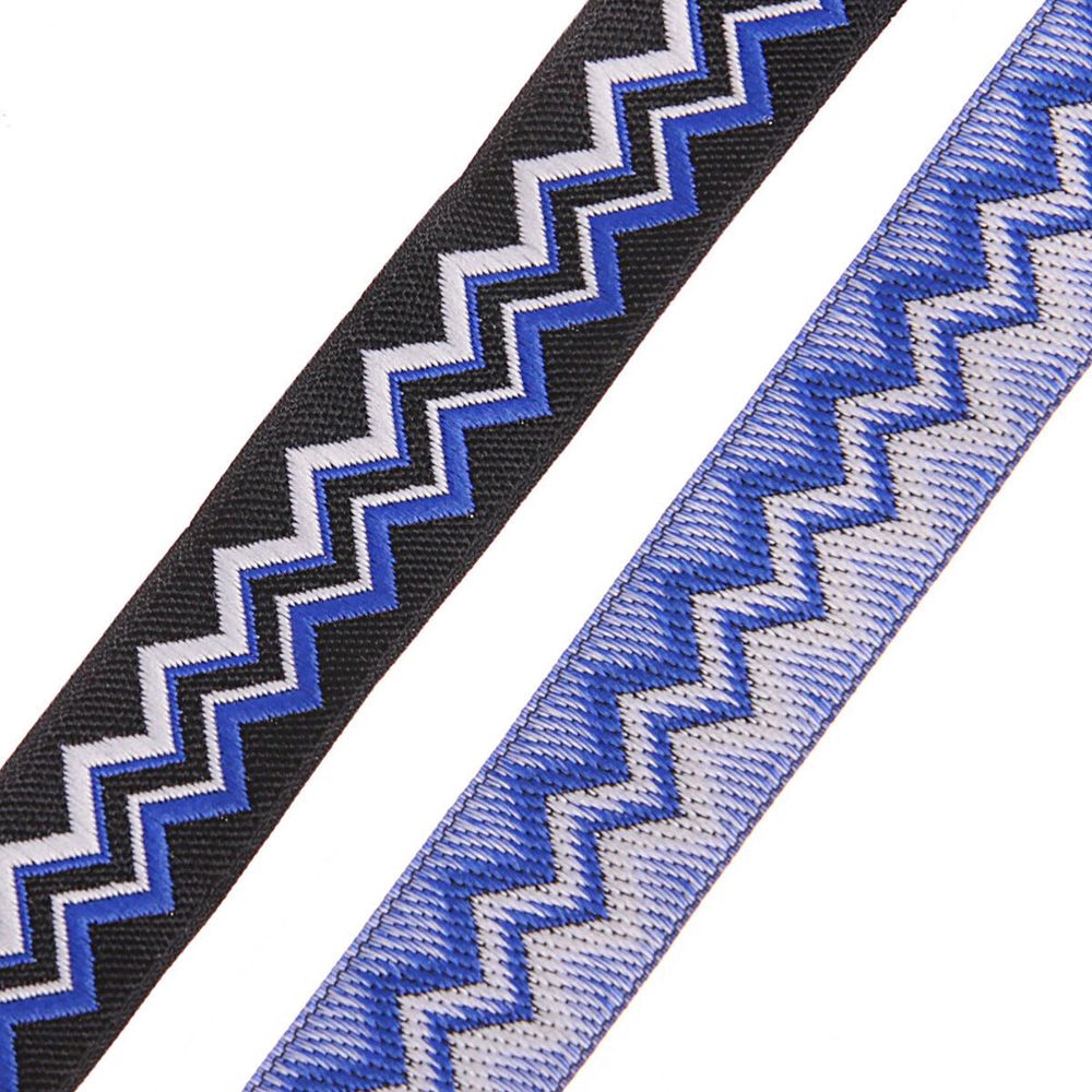 Лента (тесьма) жаккардовая 20.0 мм / 10±0.5 метров, Зигзаг 20278 V2 черный/синий