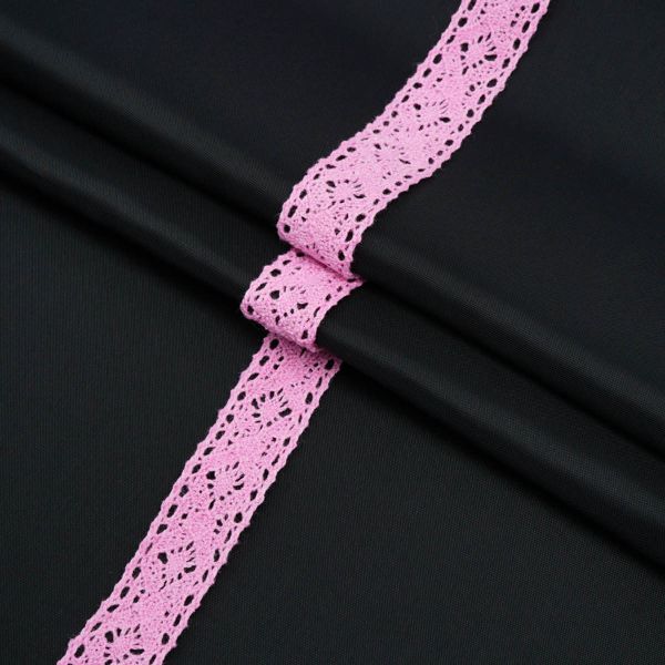 Кружево вязаное (тесьма) хлопковое 20 мм / 10 метров, цвет JD017 розовый, (CL-103)
