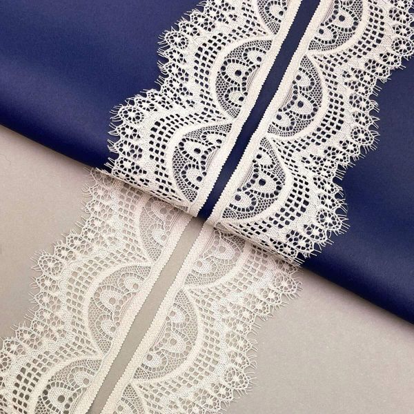 Кружево эластичное (стрейч) 60 мм / 2.7 метра, C571 молочный, QYE-021