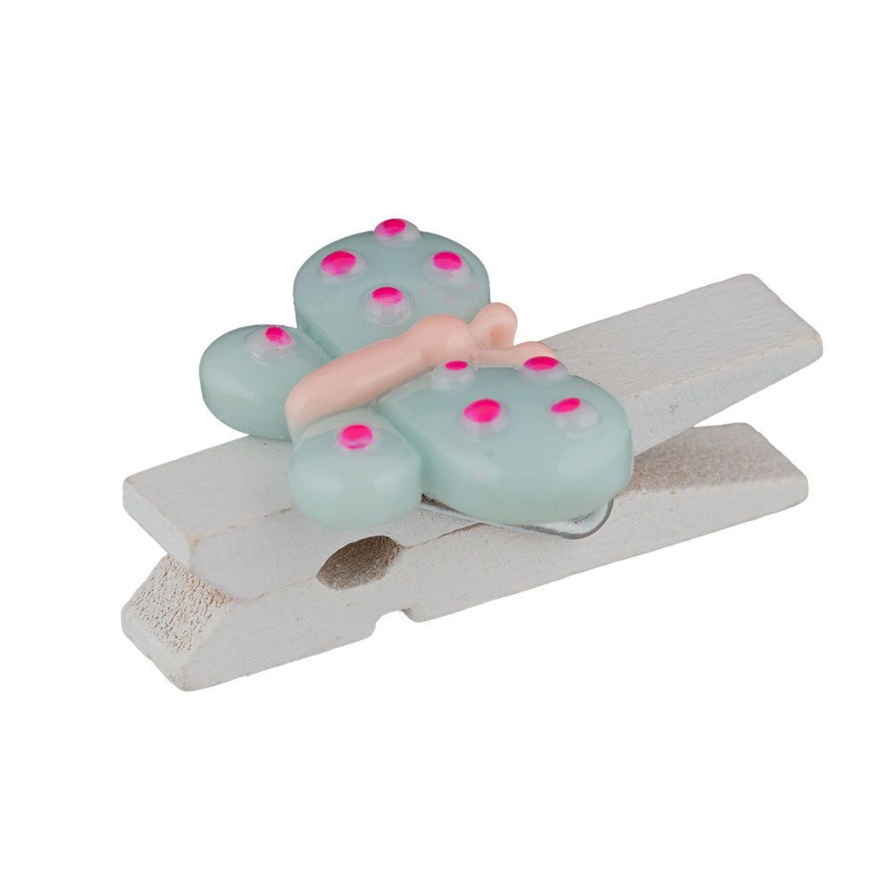 Прищепки декоративные 5х6 шт, 3.5 см, B129 Голубые бабочки, Blumentag WCRH-35