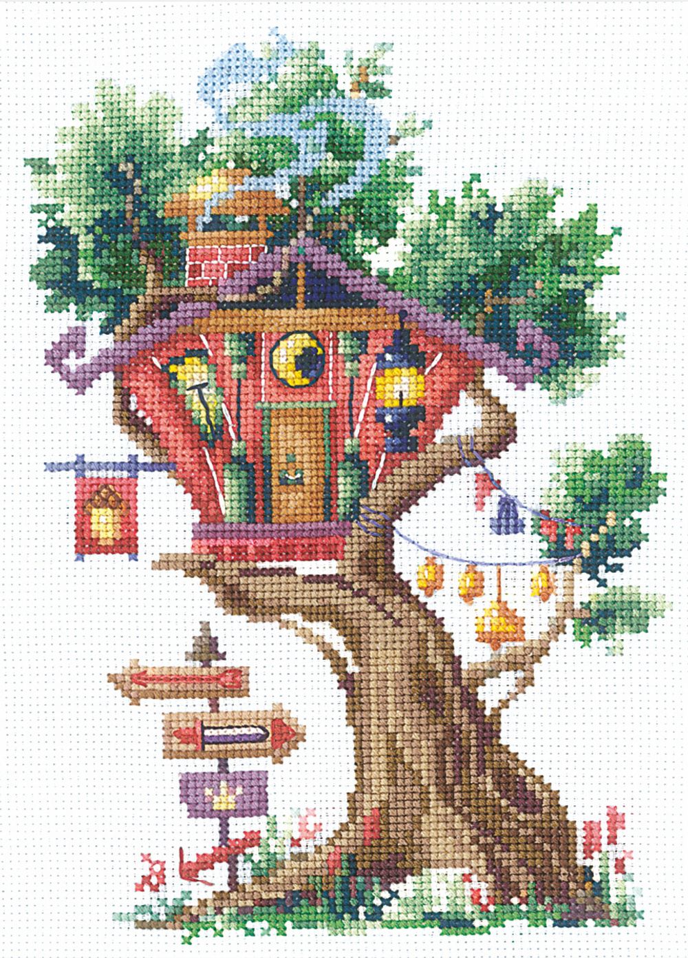 Набор для вышивания нитками Сделай своими руками, Дома на деревьях. Гостевой, 12х18 см