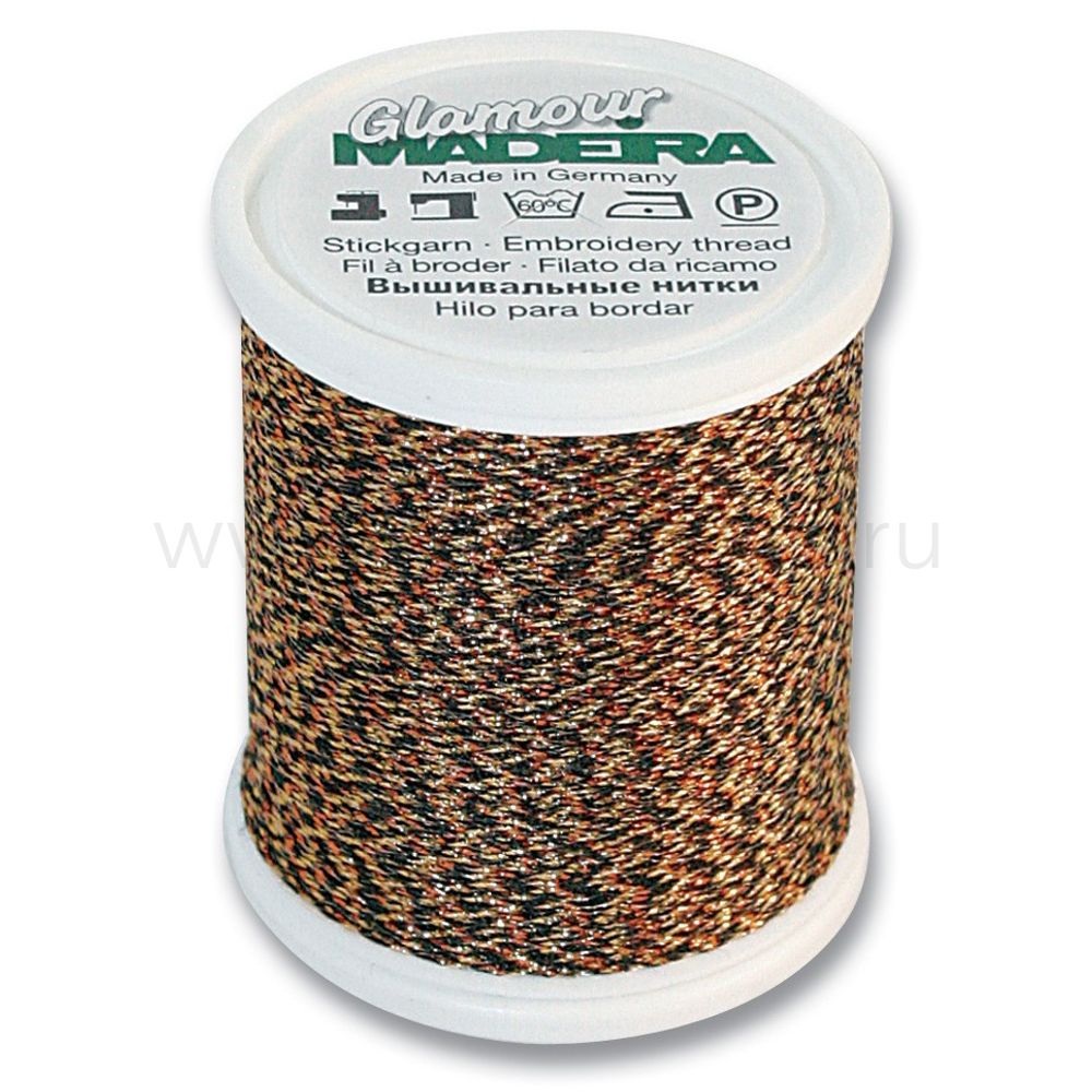 Нитки отделочные металлизированные Madeira Glamour №12, 200 м, цв. 3228, 9806, 5 катушек