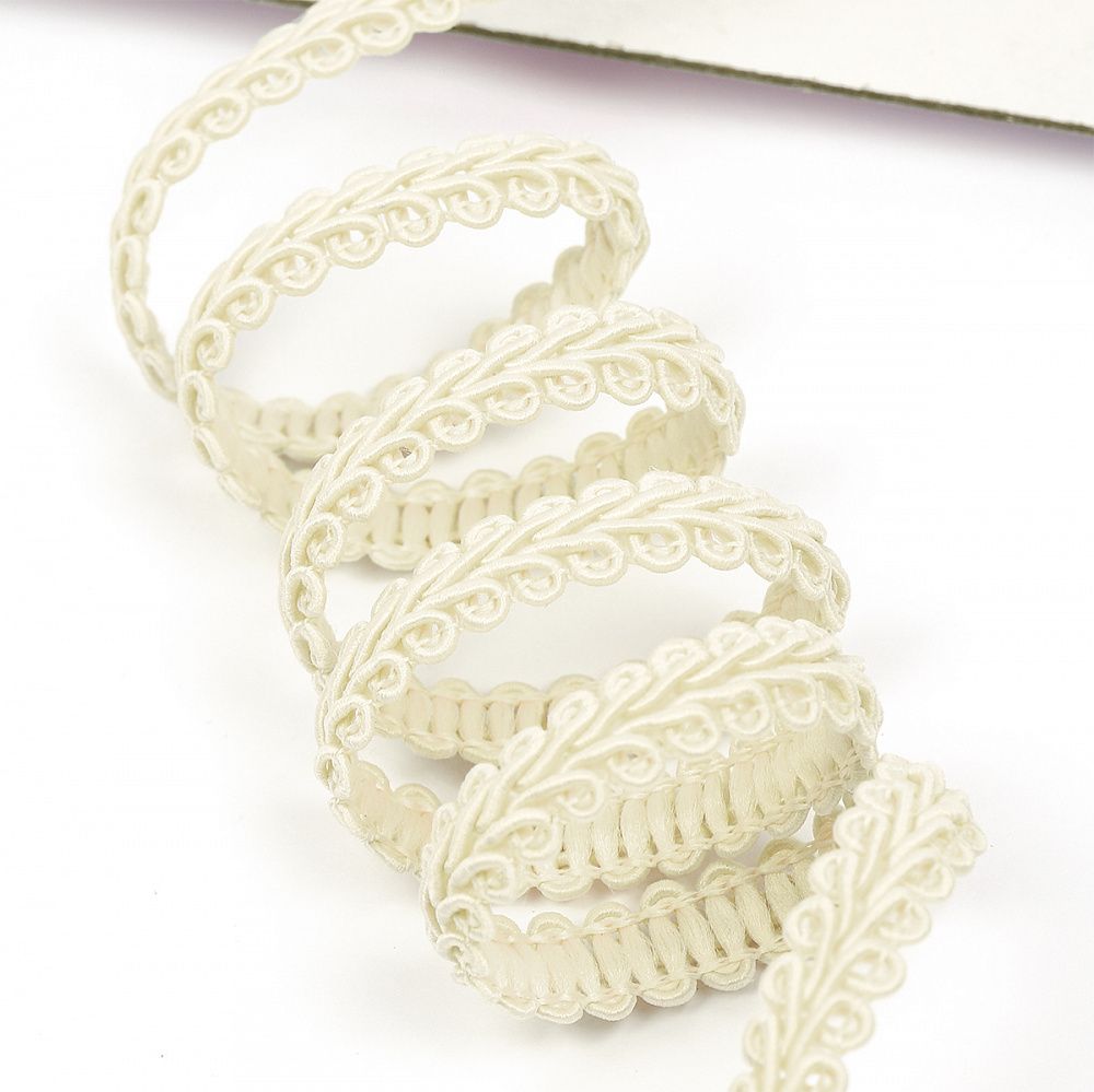 Тесьма Шанель плетеная 12 мм, 0384-0018 цв.02 молочный уп.9м