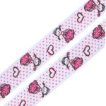 Лента репсовая (в рубчик) Девочка в платьице, 15 мм, 3м, бело-розовый