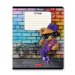 Тетрадь ученическая школьная, выборочный лак, A5+ 18 л. на скобе 65 г/м², белизна 100%, 20 шт, клетка, 000711 Миша хип-хоп, Светоч 18ТЕТк-003