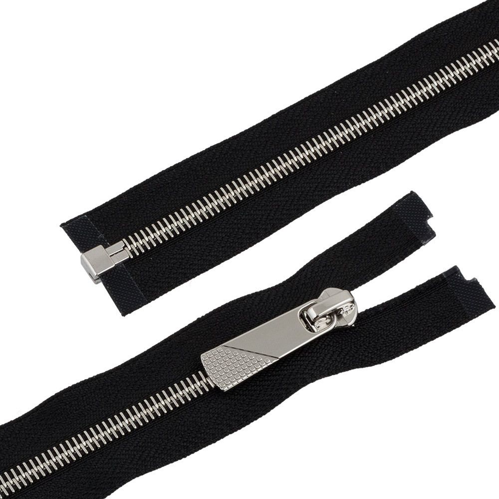 Молния металл Т5 (5 мм) 1 зам., разъем., 70 см, декор, серебро, черный, KAP-5 Gamma, 5 шт