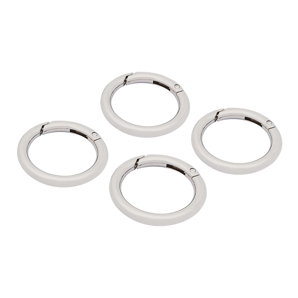 Карабин металл кольцо 34.0 мм (46х46 мм), никель, 4 шт
