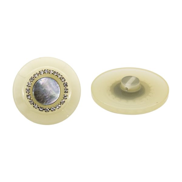 Пуговицы на ножке пальтовые со стразом (пластик) 676413 (белый), 6 шт