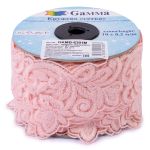 Кружево на сетке 63 мм / 10 м, пудровый, Gamma GKMB-6301M