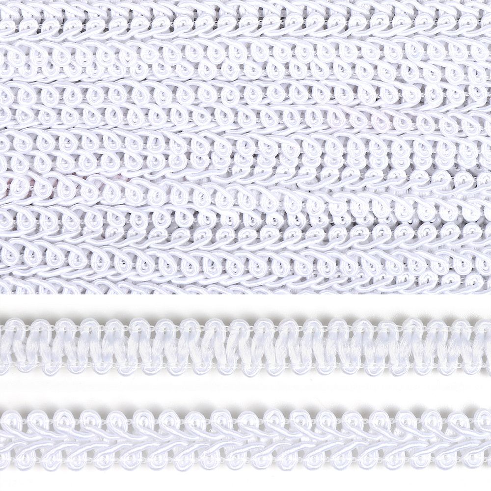 Тесьма в стиле шанель плетеная 12 мм 0384-0016 F101 белый уп. 18.28м