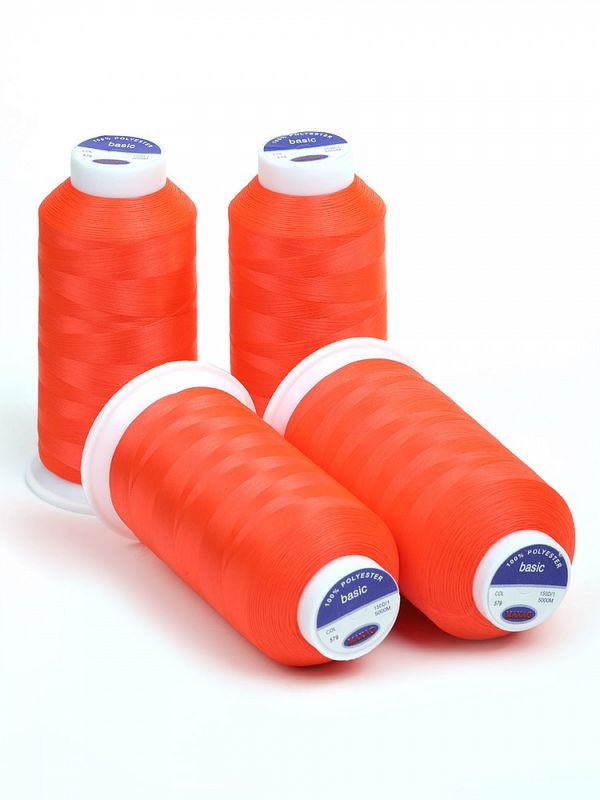 Нитки швейные текстурированные Max, 150D/1, 5000 м, 90г, 579 яр.оранж неон, 4 катушки