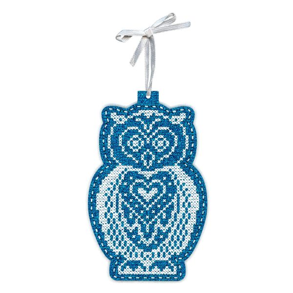 Набор для вышивания нитками МП Студия Т-1087, на фетре Новогодняя игрушка Снежная сова, 14х9 см