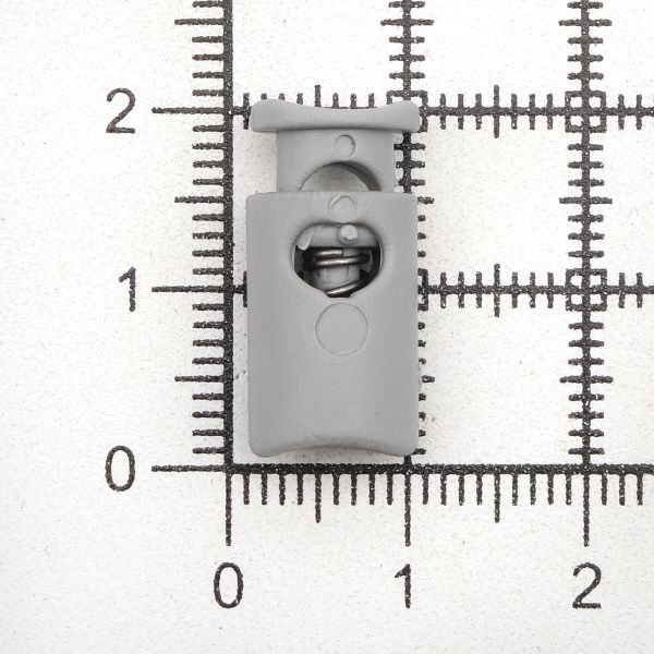 Фиксатор (зажим) для шнура пластик 1 отв., ⌀4.5 мм, 19х9 мм, цилиндр, ПП, св.серый, 100 шт