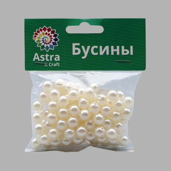 Бусины пластик (жемчуг) ⌀10 мм, 50 г, Astra&Craft (003 NL телесный)