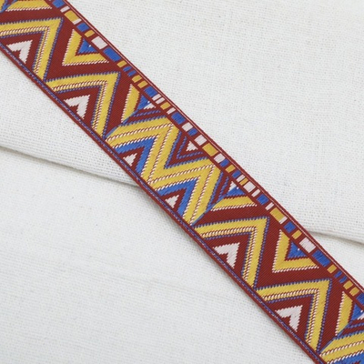 Лента (тесьма) жаккардовая 32.0 мм / 25±1 метров, рис. 8992, (красный/желтый/синий) С1853Г17