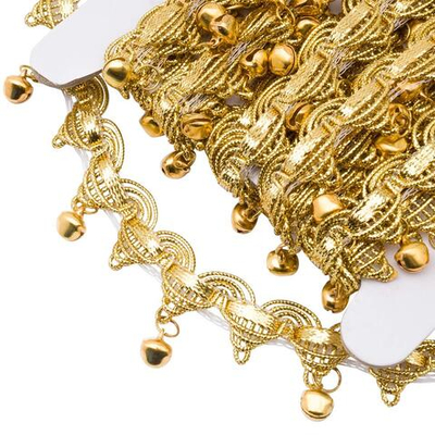 Тесьма металлизированная с бубенчиками 1,5см, 9,14м (золото)