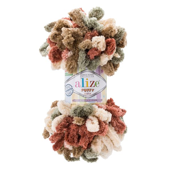 Пряжа Alize (Ализе) Puffy Color / уп.5 мот. по 100 г, 9м, 6039 секционный