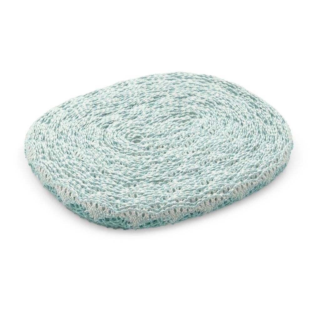 Кружево вязаное (тесьма) хлопковое 28 мм / 25 метров, рис.28.01.021 (мятный/белый) С3749Г17