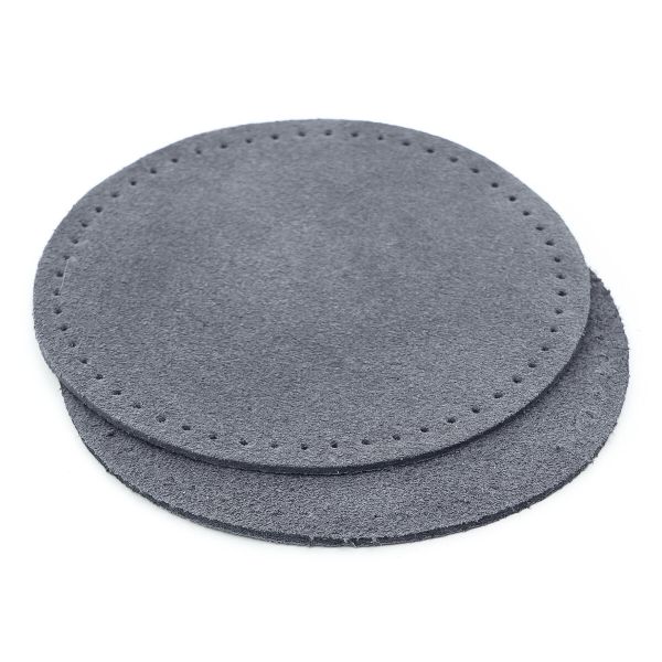 Заплатки пришивные из замши, круг ⌀8см с перфорацией, 2 шт, 100% кожа, 26 серый, 59121