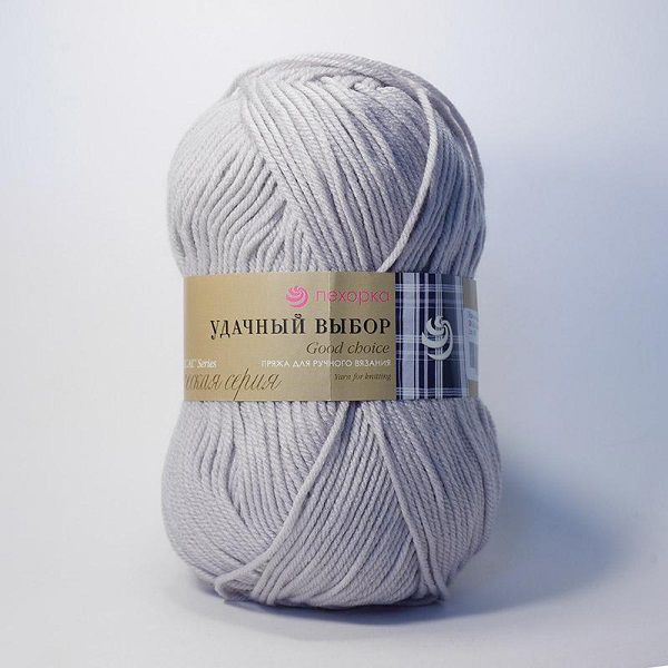 Пряжа Пехорка Удачный выбор / уп.5 мот. по 100 г, 200 м, цв.008 св.серый