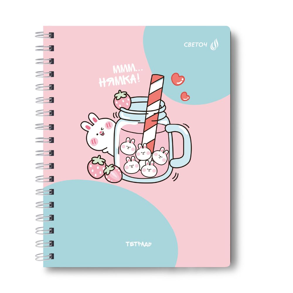 Тетрадь ученическая общая, A5 48 л. на гребне 60 г/м², белизна 90 %, 8 шт, клетка, 01169 МИКС - У меня есть сквиш, Светоч Т104