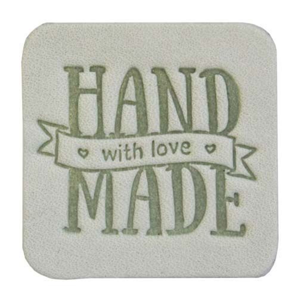 Термоаппликация из кожи Hand Made 3х3см, 100% кожа, 44 белый Термоаппликация из кожи Hand Made 3х3см, 100% кожа, 44 белый