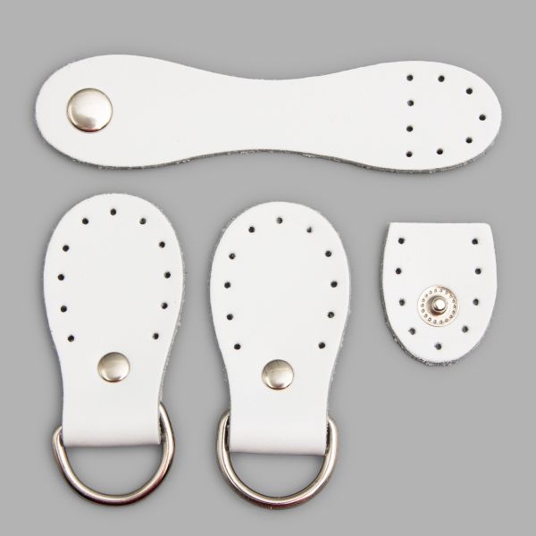 Набор для сумки Застежка 2.5х10.1 см -, 1 шт, петельки 3х5.4 см -, 2 шт, 100% кожа, 88 белый, 1401