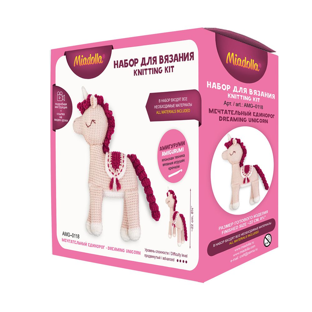 Набор для вязания игрушки Miadolla, Мечтательный единорог, AMG-0118