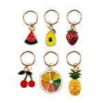 Кольца маркировочные металл, 6 шт, №03 с подвесками фрукты, Gamma MKK-06