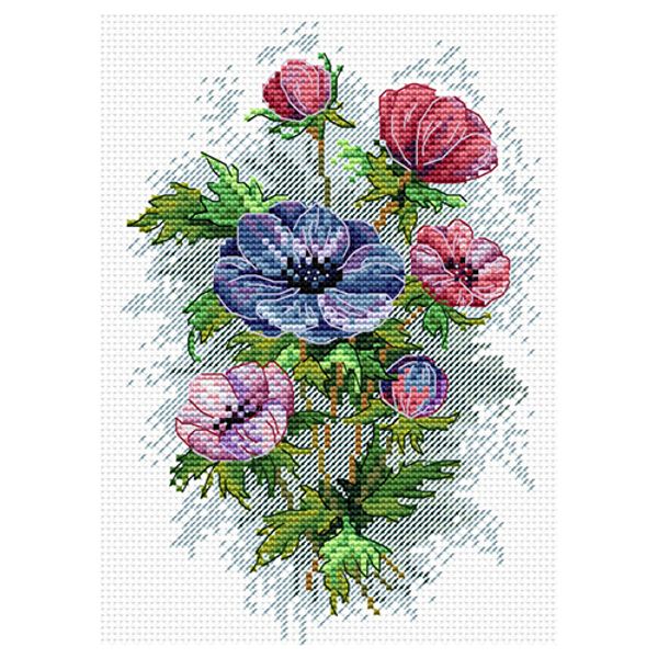 Набор для вышивания нитками МП Студия, Цветы осени, 18х15 см