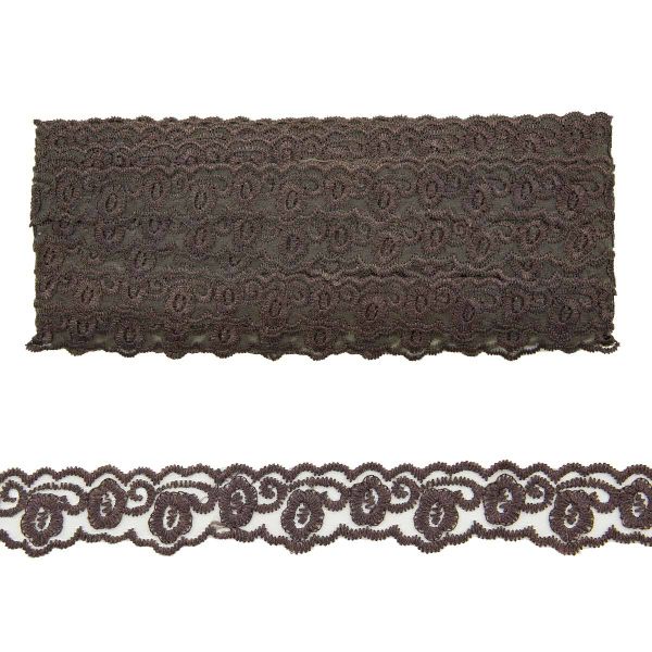 Кружево на сетке 23 мм, 13.71м, цв.078 коричневый