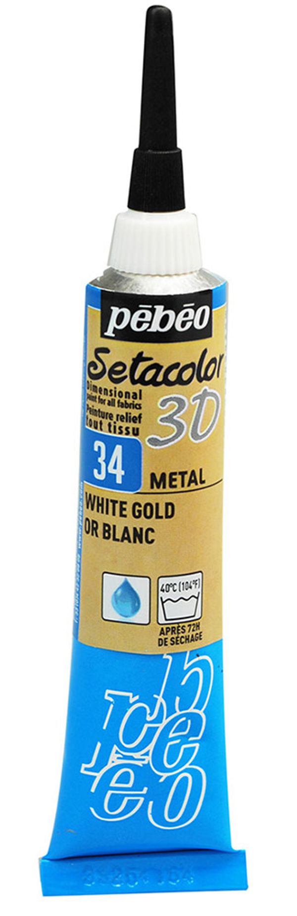 Контур по ткани металлик Setacolor 3D 20 мл, под белое золото, Pebeo, 557034