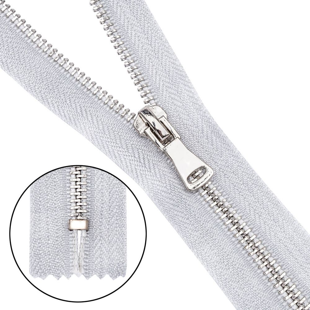 Молния металл Т5 (5 мм) 1 зам., н/раз., 18 см, серебро, 6534-0176, 10 шт