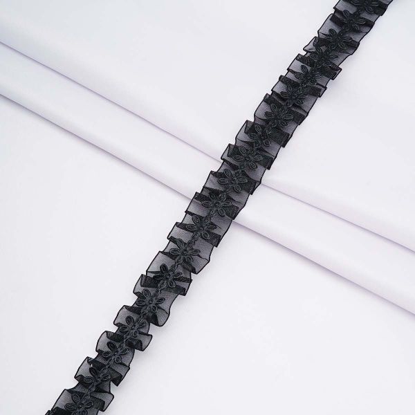 Тесьма отделочная рюш 25 мм / 18.29 метров, черный