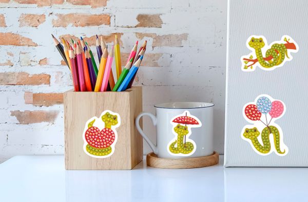 Алмазная (кристальная) мозаика Фрея ALVN-140, наклейки Змейки, 19.5х14 см