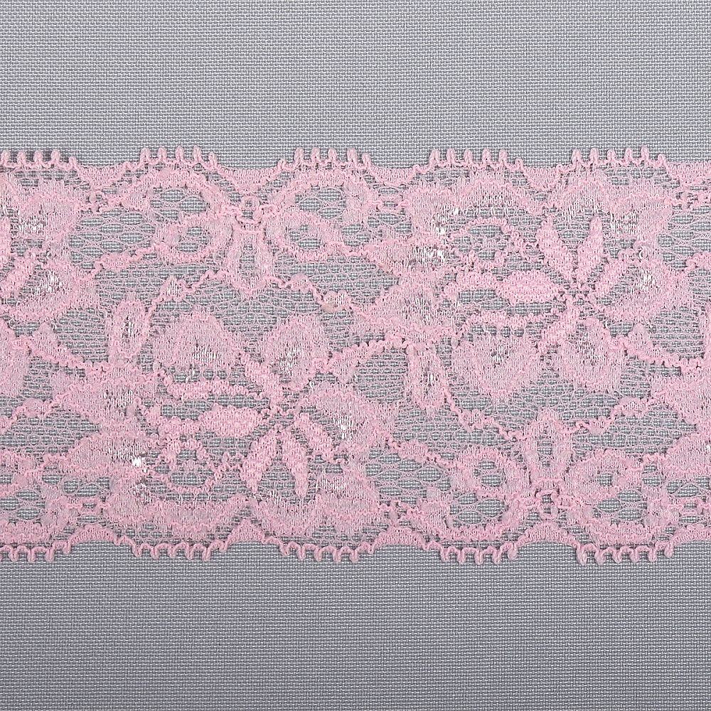 Кружево эластичное (стрейч) 55 мм, 238, цв.04 розовый уп. 25 м, Kruzhevo