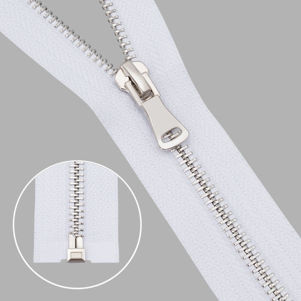 Молния металл Т5 (5 мм) 1 зам., разъем., 60 см, никель, 501 белый, 6535-0208, 5 шт