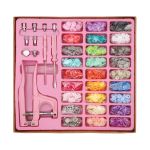 Сет №2, midi, пластиковые кнопки и металлические, цвета в ассортименте и ручной пресс, New Star (розовый)