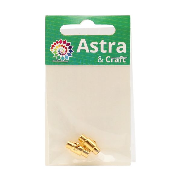 Замок магнитно-поворотный для круглого шнура 3х15мм, 2 шт в упак, Астра, светлое золото, 4AR358