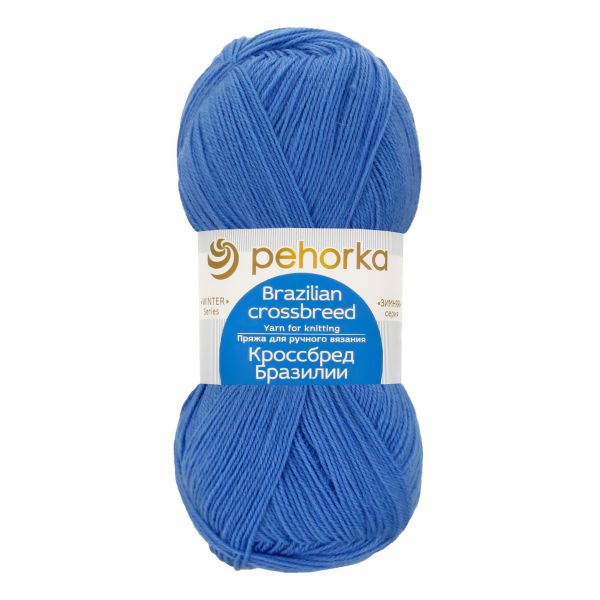Пряжа Пехорка Кроссбред Бразилии / уп.5 мот. по 100 г, 500 м, цв.098 лесной колокольчик