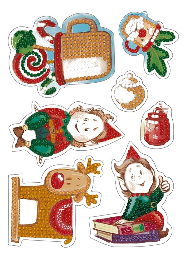 Алмазная (кристальная) мозаика Фрея, Наклейки Гномы, 14х19,5 см