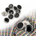 Пуговицы на ножке металлические 24L=15мм, С-MP33 цв.серебро/черный, 10 шт