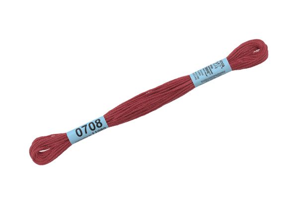 Мулине Gamma 100% хлопок, цв.0708 св-бордовый, 24 мотка по 8 метров