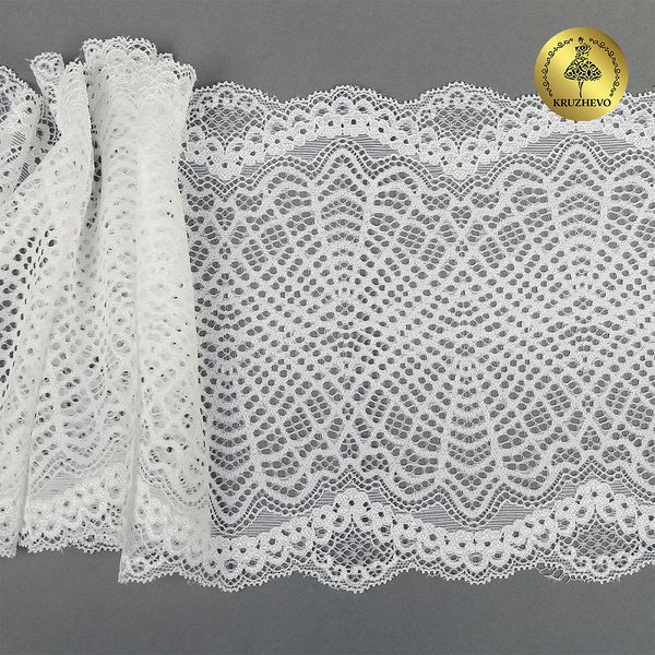 Кружево бельевое эластичное 190 мм / 10 м, 6389, цв.004 белый, Kruzhevo